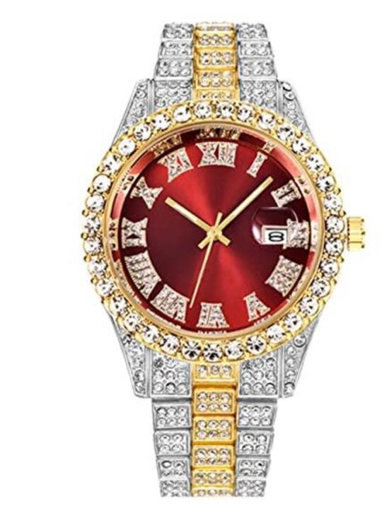 Other - Men Hip Hop Watch with Roman Scale Calendar Crystal Rhinestone Watches